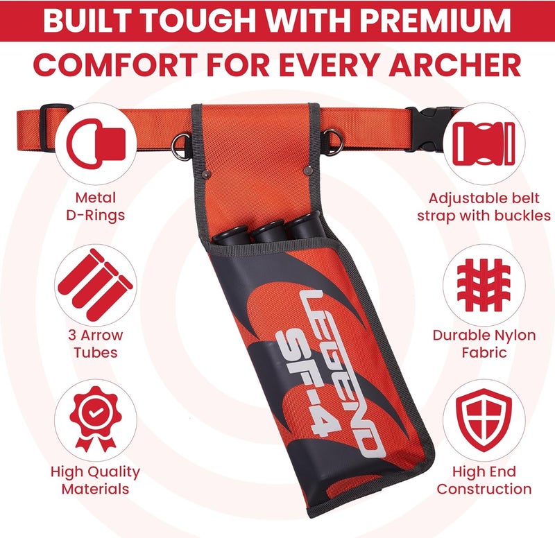 Legend SF4 Hip Quiver for Arrows -vBeginner-Friendly Right-Handed Arrow Quiver with 3 Arrow Tubes, Durable Archery Quiver with Adjustable Belt Strap, Waist Quiver Arrow Holder for Target Shooting - Image 4